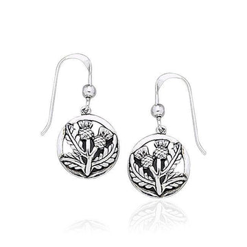 Scottish Thistle Silver Dangle Earrings TE1036 - Jewelry